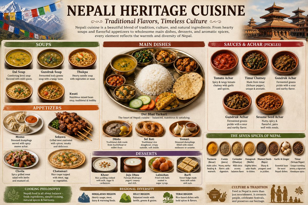 Authentic Nepali Cuisine Guide: From Dal Bhat to Desserts and Spices