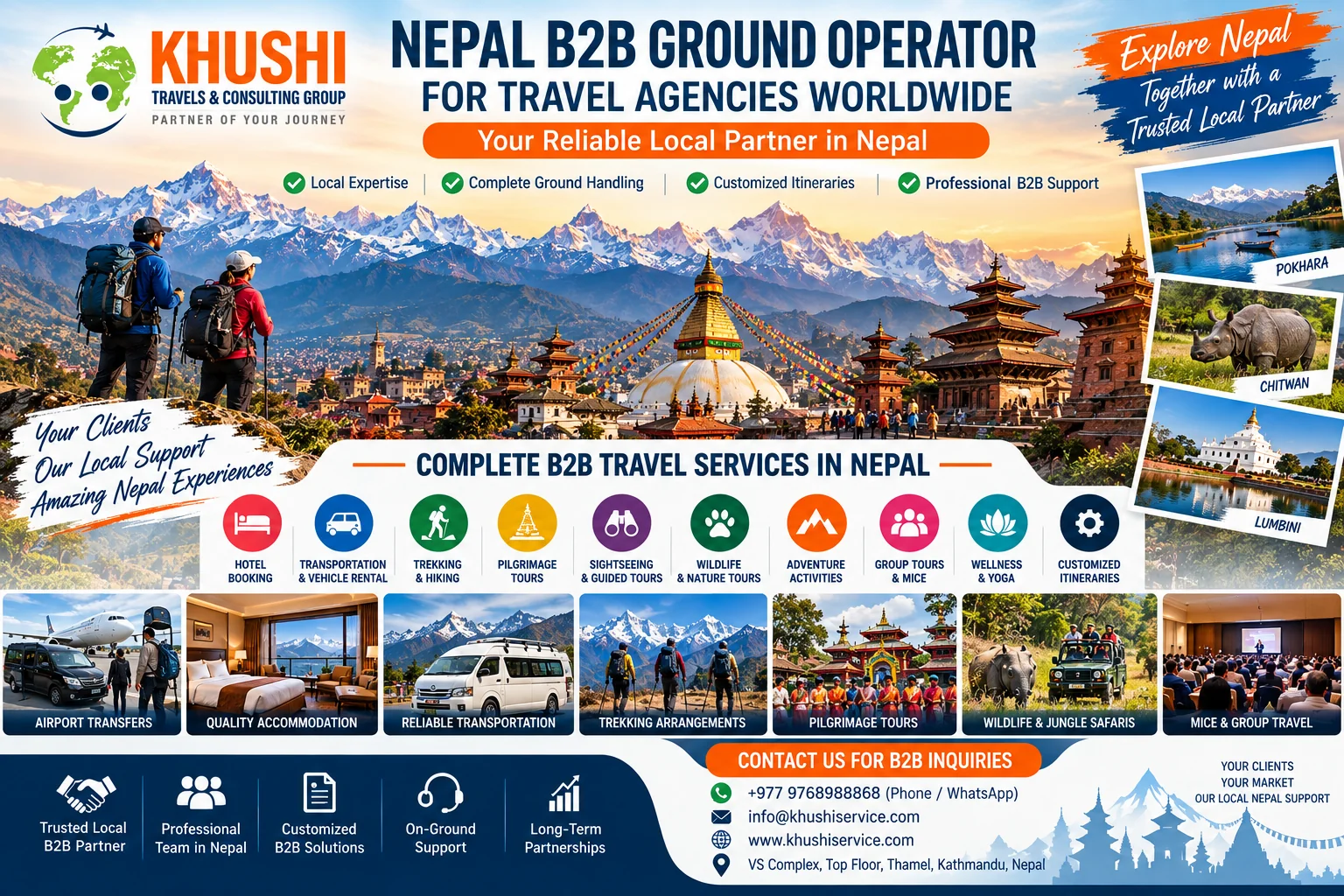 Nepal B2B Ground Operator & DMC for Travel Agencies | Khushi Travels And Consulting Group